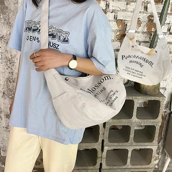 Модни чанти за рамо с писмото принтом, Дамски ежедневни чанти за студенти, чанти Голям Капацитет, чанта през рамо