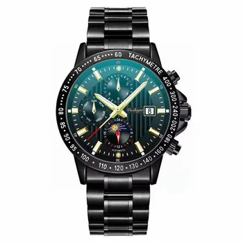 Мъжки Кварцов часовник с кожена метална каишка, Водоустойчив светещи Календар, Модни Луксозни бизнес мъжки часовник за почивка
