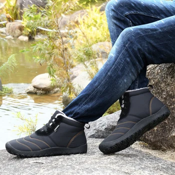 Мъжки Нови зимни нескользящие здрави зимни обувки големи размери, топли обувки за двойки, мода водоустойчив мъжки ежедневни памучен обувки на плоска подметка