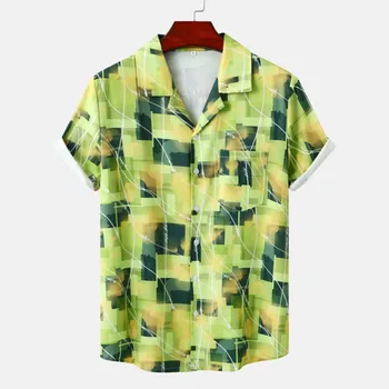 Мъжки Ризи Лятна Ежедневни Хавайска риза, Свободна И Удобна Риза с къс ръкав и принтом, Мъжки дрехи Camisas De Hombre