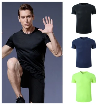 Мъжки бързосъхнеща тениска за фитнес, фитнес, джогинг, тениска с къс ръкав, футболна тениска, тренировъчен футболен топ, потници, мъжки спортни дрехи