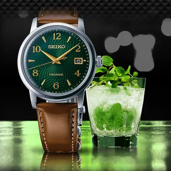 Мъжки кварцов часовник Seiko С изящен циферблат в семпъл стил, Разпродажба, автоматична дата, Червен, син, Зелен, обтегач, Комфортна каишка, Евтино