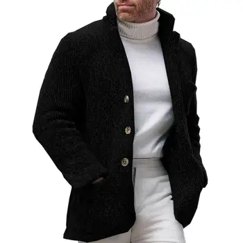 Мъжки пуловер, Класически мъжки реколта яке-пуловер, Стилно однобортное палто с яка-часова, Дълги ръкави и джобове, Однобортное