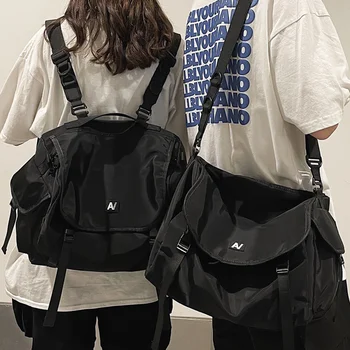 Найлонов жена с раница раница за момичета, чанти през рамо със стил Харадзюку за мъже, училищен раница с Голям капацитет, женски пътен раница, черен