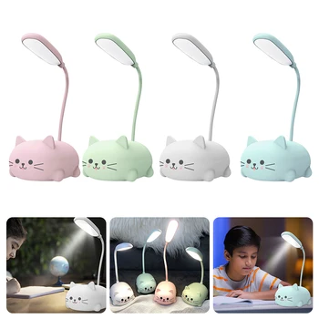 Настолна лампа за Детска спалня със Сладък котка, led лампа, USB-Акумулаторна настолна лампа Kawaii, Гъвкава Сгъваема Мультяшная настолна лампа, подаръци за момичета