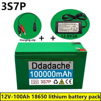 Нова литиево-йонна акумулаторна батерия 12V 3s7p100ah подходящи за външно осветление на селскостопанската пръскачка, батерия с доставката на звука + зарядно устройство