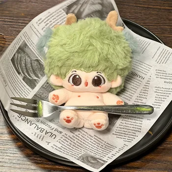 Новост, кукла Kawai 10 см, зелена къса мека кукла от кожа заек, Елен с опашка на животното, плюшени играчки за кукли, подарък