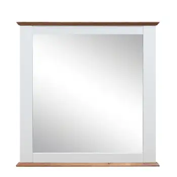 Огледало с правоъгълна дървена рамка от бяло и дъб