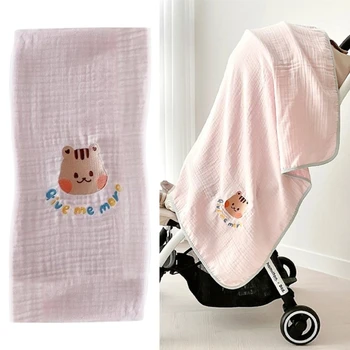 Одеало за новородени, от 3 слоя Памучни пелени, Мультяшное Детско Купальное кърпа за баня, Аксесоари за спално бельо за бебета