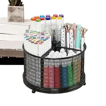 Органайзер за химикалки и моливи, Мрежест настолен Органайзер с въртяща се на 360 градуса кутия за съхранение на канцеларски материали за работния плот Caddy и предмети на изкуството