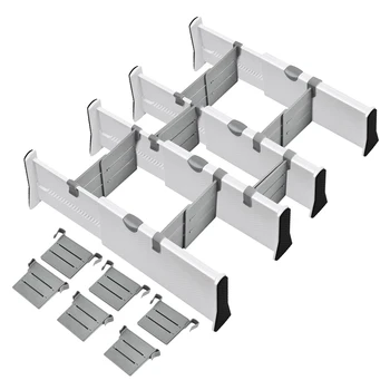 Органайзер с разделители за чекмеджета от 4 теми с по 6 вложки с височина 4 инча С разширение от 11-17 см за спални