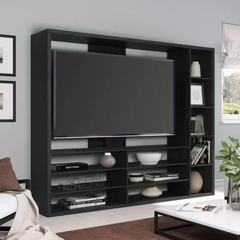 Основната развлекателен център телевизор до 55 инча, черна поставка за телевизор, мебели за хола, маса за телевизор