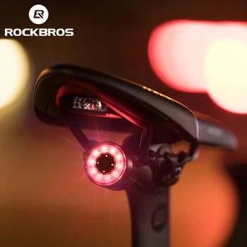 Официален Задна светлина Rockbros за наем Type-c, заряжающийся, водоустойчив, Задна светлина, Двойна скоба, 7 цвята, лампа, Аксесоари за велосипед