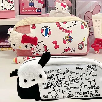 Пеналы от аниме Sanrio Kawaii Hello Kitty, чанти с цип Голям Капацитет, Кутия за писалки за студенти, Учебни Офиси, Стационарни принадлежности