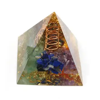 Пирамида на Седемте Чакри Естествен Камък Orgonite Енергийни Кристали Защита От електромагнитни смущения на Оригиналния Декор За вашия дом Офис Смола Рейки Подарък