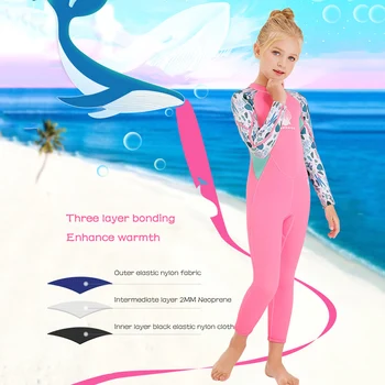 Плажни дрехи от неопрен 2,5 мм, бански костюм, със защита от ултравиолетови лъчи за деца, младежи, деца, тийнейджъри, за практикуване на водни спортове за момичета и момчета, Водолазный костюм