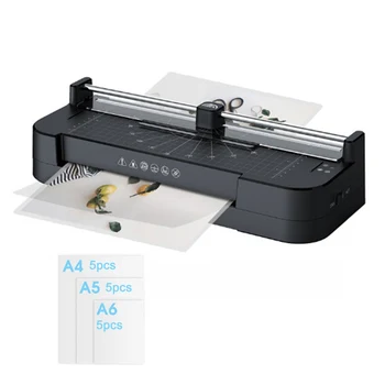 Пластмасови машина за запечатване на формат А4, линийка, нож за хартия, универсален фотоламинатор, домакински ламинатор + 15 бр. Пластмасов филм, штепсельная вилица САЩ