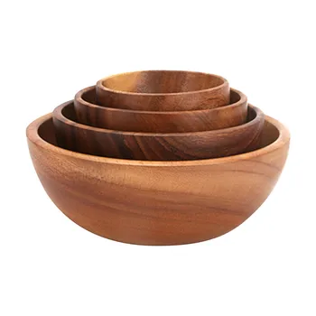 Плоска дървена купа, купа от масивна дървесина, Голяма дървена купа, Дървена купа за ориз и плодове, маса за хранене на открито, създаден за 8 кръга