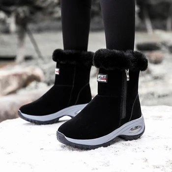Плюшени топли ботильоны за жени, дамски зимни обувки, Боти, обувки на платформа, Зимни обувки 2023 г., Непромокаеми обувки, дамски зимни обувки