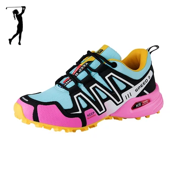 По-големи Размери 41 42, Градинска Жените имат противоплъзгаща спортни обувки за голф, разноцветни дамски маратонки за голф, маратонки за бягане