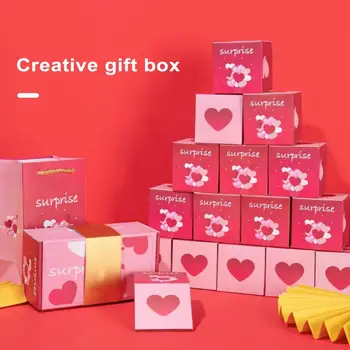 Подарък кутия с отхвърляне, Сгъваема подарък кутия с изненада, многократна употреба, определени подарък кутии с изненада за Писма честит Рожден Ден, Деня на Свети Валентин, Плътна хартия за дома