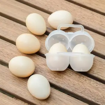 Преносим кутия за съхранение на яйца, 2 Окото здрав Пластмасов контейнер за съхранение на яйца, Спестяване на пространство Хладилник Опаковка на яйца С фиксирана дръжка