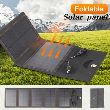 Преносими слънчеви панели 5-сгъваема водоустойчив слънчевата батерия за iphone xiaomi samsung, USB слънчевата батерия, power Bank, къмпинг на открито