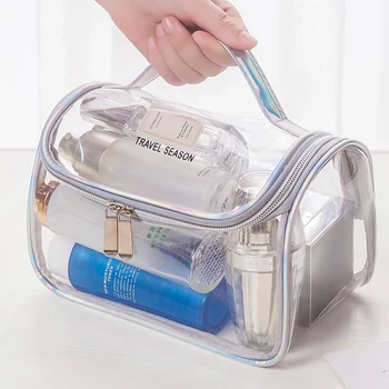 Прозрачен Водоустойчив Пътна Косметичка за тоалетни принадлежности и грим, чанта за багаж с цип, който лесно да носите със себе си Косметичка