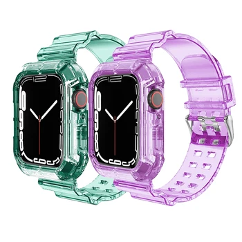 Прозрачен Силиконов ремък за часа на Apple Watch 8 7 6 5 4 3 2 1 Спортен Каишка за часовник Apple Watch Band 38 мм 40 мм 42 мм 44 мм 45 мм