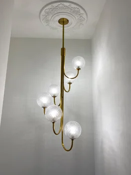 Прости Стъклени топки, Висящи Лампа LED Лампа-Полилей за Трапезария на Хотел, интериор, Стълба Подвесного Лампа