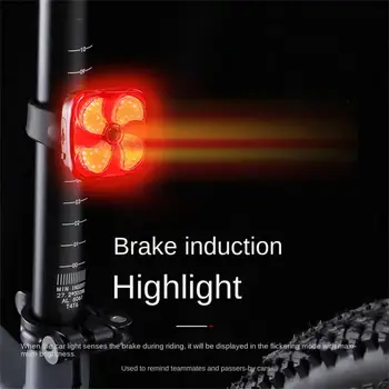 Светкавица USB Зареждане на Интелигентни Светочувствительные Аксесоари За Велосипеди Напомняне за батерията 4,3 см Сигнална лампа Задна светлина 30.6 грама