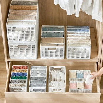 Сгъваеми пластмасови кутии за съхранение с дръжка за организация на гардероба, спестяващ пространство на чекмеджето за бельо, трайни