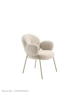 Скандинавски стил ins лесен луксозен минималистичен чист червен модерен минималистичен домашен кът за стол с облегалка на стол за грим от агнешко месо velvet