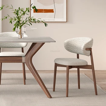 Скандинавските Дизайнерски Трапезни столове от масивно дърво, Луксозен Модерен стол с облегалка, мебели за дома за хранене, кафенета, Текстилен стол за почивка