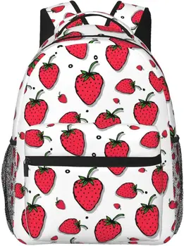 Скъпа Раница с ягоди, Лесна червена чанта с ягоди, раница за лаптоп, Всекидневни раница за пътуване за мъже и жени