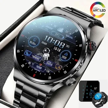 Смарт часовник с функция повикване, NFC, Bluetooth, мъжки цял екран спортен гривна, водоустойчив монитор състоянието на ЕКГ, умни часовници за IOS и Android