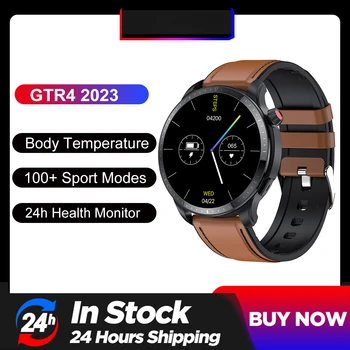 Смарт часовници GTR 4 за мъжете, обадете се по Bluetooth, Android, Проследяване на телесната температура, кислород в кръвта, Фитнес тракер, Умни часовници за Amazfit, новост 2023 година