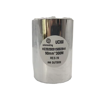 Сребристо-бял етикет за домашни ЛЮБИМЦИ с директен печат, черна лента за термопереноса от смола UC368 90 мм * 300 м