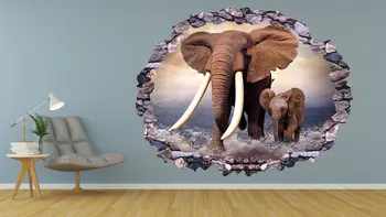 Стикер за стена под формата на Слон, артистичен Интериор, 3D Стикер, Плакати, Стенни рисувани стаите в A-375