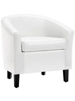 Стол за баня Easyfashion, обитое изкуствена кожа, с подлакътник и акцент, бяло