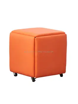 Табуретка Rubik's cube чиста червена малка пейка за дома хол с пет шкивами ниско столче в скандинавски стил, маса за хранене за малък апартамент