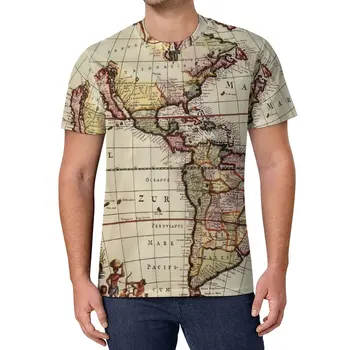 Тениска с карта на Америка, няколко пури в ограничени бройки класически тениски, Лятна готина тениска с къси ръкави и шарките, дрехи оверсайз
