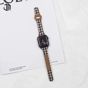 Тесен колан платно кожена каишка, подходящ за пэчворка Apple watch каишка iwatchS9 8ultra 49 мм серия S76 5 432SE 41 мм 45 мм 44 мм