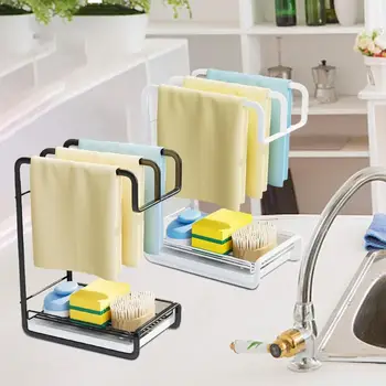 Титуляр четка за мивка Универсален Органайзер за кухненска гъба, Устойчиви На Корозия Рафтове за съхранение на гъби от въглеродна стомана, Самоклеящийся Рафтове за зъби