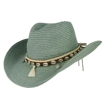 Тъканта, лека и преносима Ковбойская шапка за широка употреба, плажна шапка с широка периферия, лятна шапка