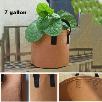 Тъканта чанта-контейнер за отглеждане на картофи в градината на 7 литра, чанта за отглеждане на растения, Градински саксии за цветя, Зеленчуков сеялка с дръжка