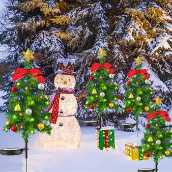 Уличен градински лампа Приказно Лампа за Коледната елха на слънчеви батерии със Звънци Лесен за инсталиране Пейзаж за Градинска Поляна Коледна елха