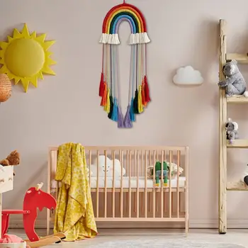 Уникален модел украшение за спални, ресни ръчна изработка, Модел Стенен интериор в стил бохо за детска стая с пискюли за дома за детска стая