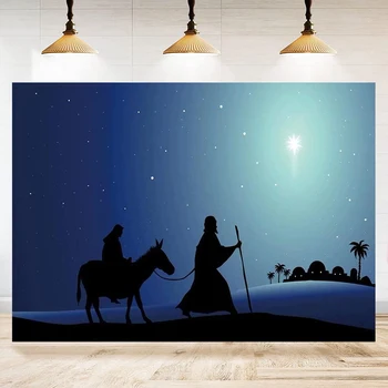 Фон За Снимки на Коледа Исус, е Библейска история, Светото Семейство, Мария И Йосиф фон за украса на Христос, Банер