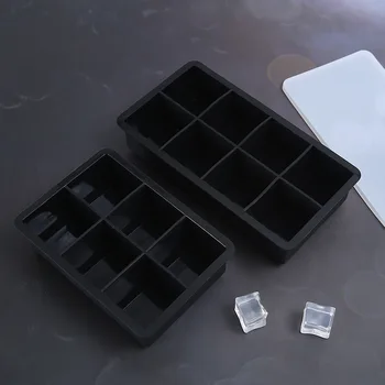 Форма за кубчета лед от хранително-силикон за еднократна употреба, черен квадратен тава, Форма за лед с капак, нетоксичен, издръжлив, за производство на кубчета лед за вино в един бар, пъб